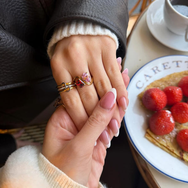Rings worn at breakfast, with strawberries and pancakes